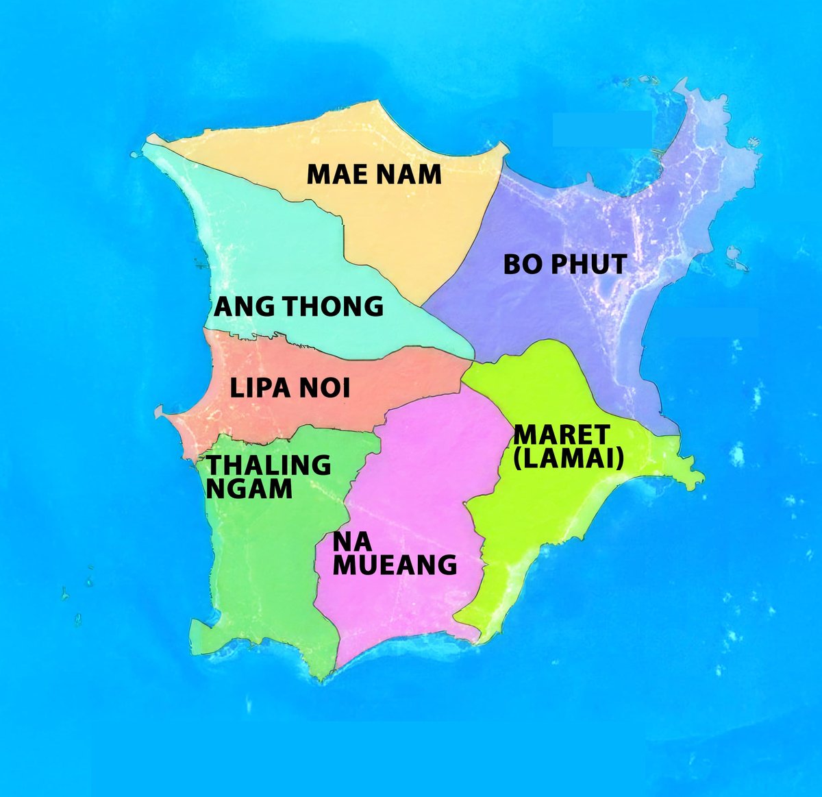 Map of Koh Samui areas